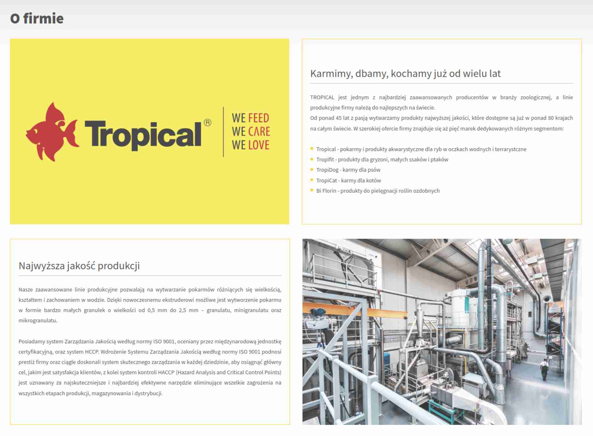 TROPICAL - PRODUCENT POKARMÓW I PREPARATÓW